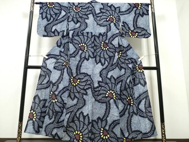 平和屋着物∴夏物 浴衣 有松鳴海絞り 枝花文 綿 逸品 CABB6438ng