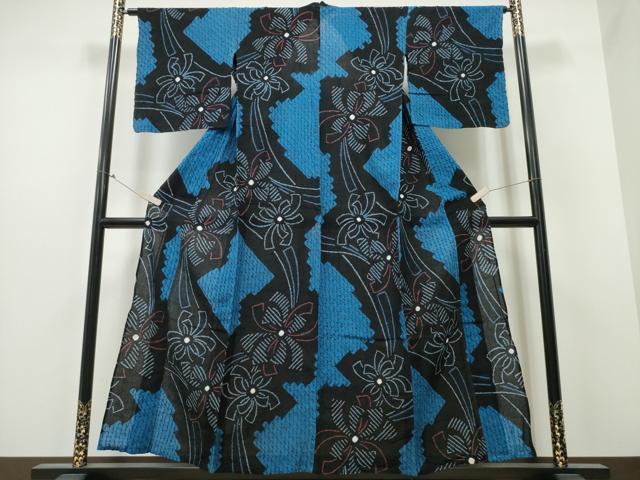 平和屋着物∴夏物 浴衣 有松鳴海絞り 結び紐花文 綿 逸品 CABB6454ng