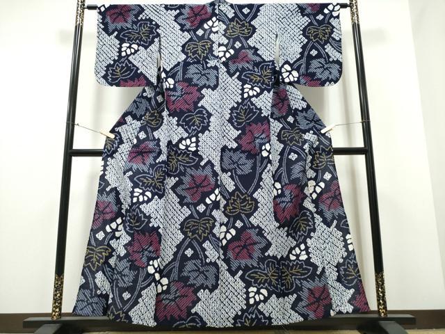 平和屋着物∴夏物 浴衣 有松鳴海絞り 枝葉文 綿 逸品 CABB6455ng