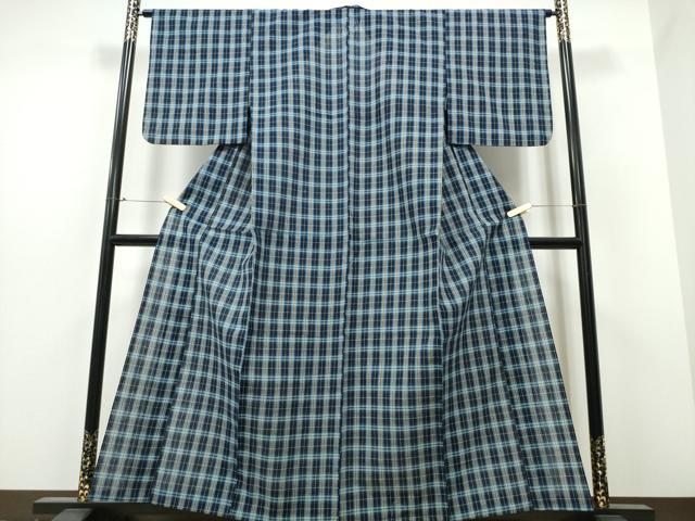 平和屋着物∴夏物 阿波しじら織 浴衣 格子柄 綿 逸品 CABB6470ng