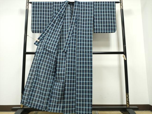 平和屋着物∴夏物 阿波しじら織 浴衣 格子柄 綿 逸品 CABB6470ng