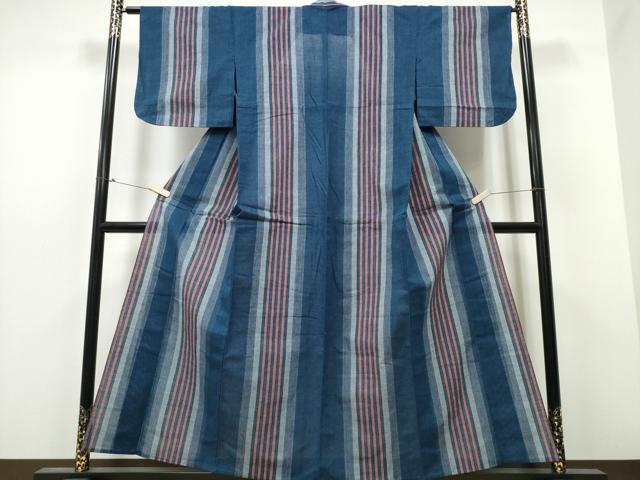 平和屋着物∴夏物 阿波しじら織 浴衣 間道 綿 逸品 CABB6471ng