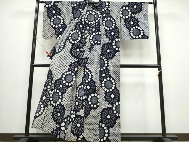 平和屋着物∴夏物 浴衣 有松鳴海絞り 舞菊文 綿 逸品 CABB6524ng