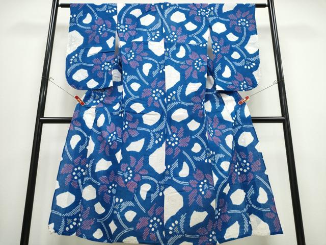 平和屋着物∴夏物 浴衣 有松鳴海絞り 舞花文 綿 逸品 CABB6525ng