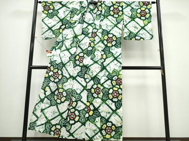 平和屋着物∴夏物 浴衣 有松鳴海絞り 網目舞花文 綿 逸品 CABB6527ng
