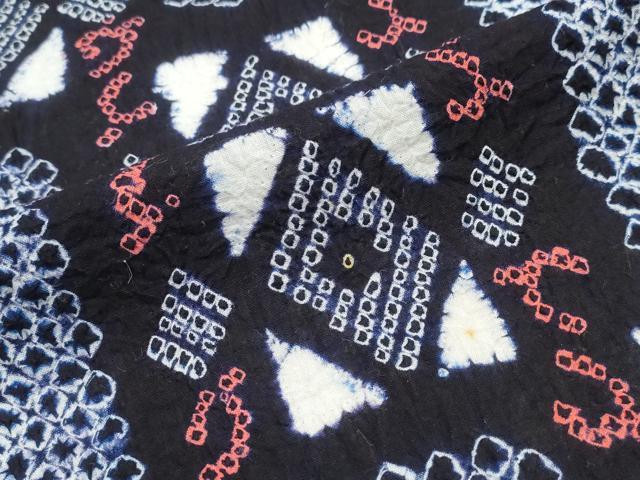 平和屋着物∴夏物 浴衣 有松鳴海絞り 幾何学文様 綿 逸品 CABB6530ng