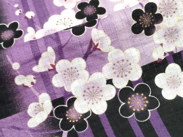 平和屋着物∴夏物 浴衣 市松枝梅文 金彩 綿 逸品 CABB6551ng