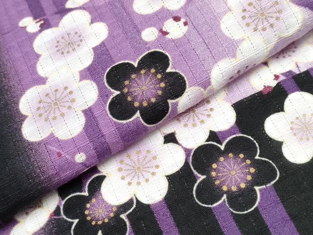 平和屋着物∴夏物 浴衣 市松枝梅文 金彩 綿 逸品 CABB6551ng