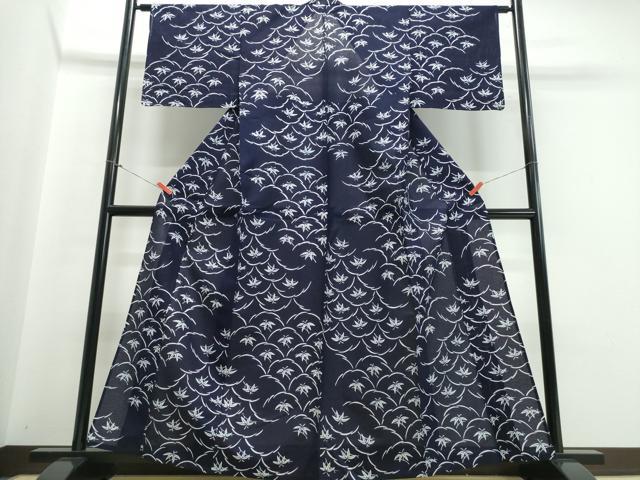 平和屋着物∴夏物 浴衣 綿絽 芝草笹文 綿 逸品 未使用 CABB6561ng