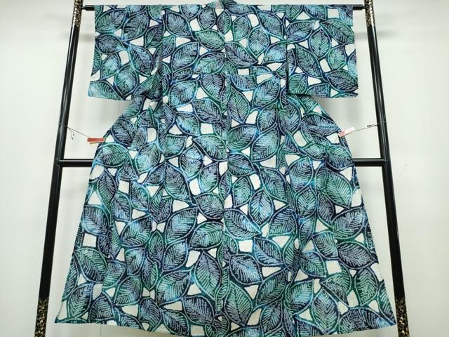 平和屋着物∴夏物 浴衣 有松鳴海絞り 舞葉文 綿 逸品 CABB6598ng