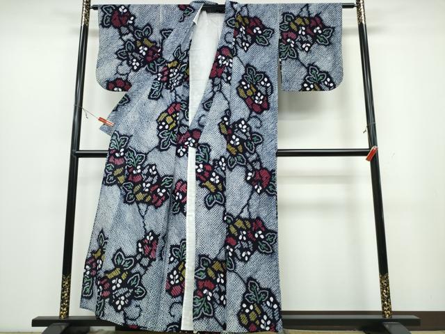 平和屋着物∴夏物 浴衣 有松鳴海絞り 草花文 綿 逸品 CABB6606ng