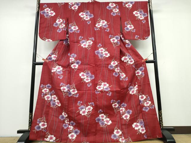 平和屋着物∴夏物 浴衣 草花文 綿 逸品 CABB6625ng