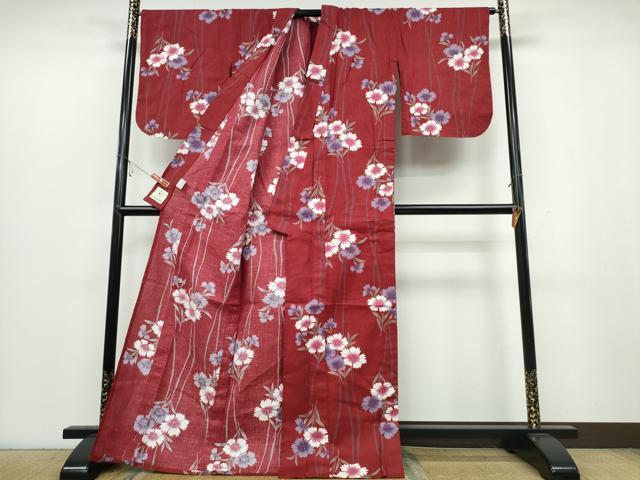 平和屋着物∴夏物 浴衣 草花文 綿 逸品 CABB6625ng