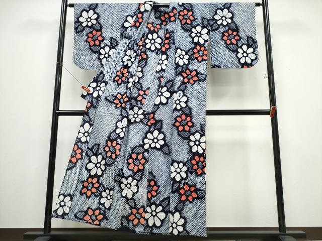 平和屋着物∴夏物 浴衣 有松鳴海絞り 舞花文 綿 逸品 CABB6631ng