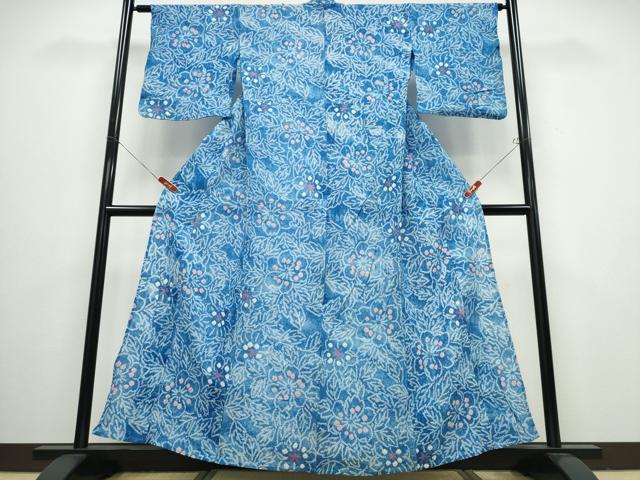 平和屋着物∴夏物 浴衣 有松鳴海絞り 枝花文 綿 逸品 CABB6633ng