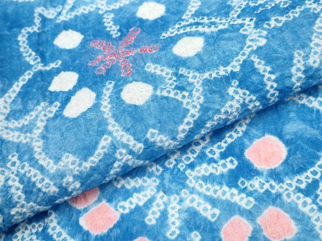 平和屋着物∴夏物 浴衣 有松鳴海絞り 枝花文 綿 逸品 CABB6633ng