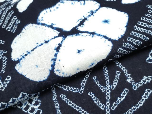 平和屋着物∴夏物 浴衣 有松鳴海絞り 竹縞朝顔 綿 逸品 未使用 CABB6634ng