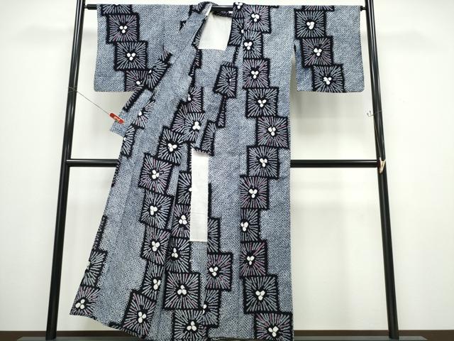 平和屋着物∴夏物 浴衣 有松鳴海絞り 色紙花文 綿 逸品 CABB6636ng