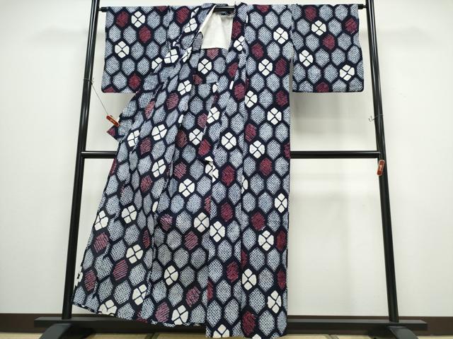 平和屋着物∴夏物 浴衣 有松鳴海絞り 亀甲花文 綿 逸品 CABB6656ng