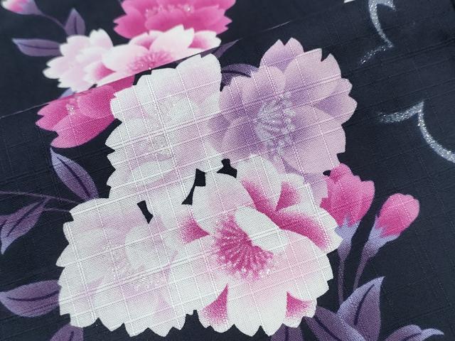 平和屋着物∴夏物 浴衣 舞桜 ラメ 綿 逸品 CABB6658ng