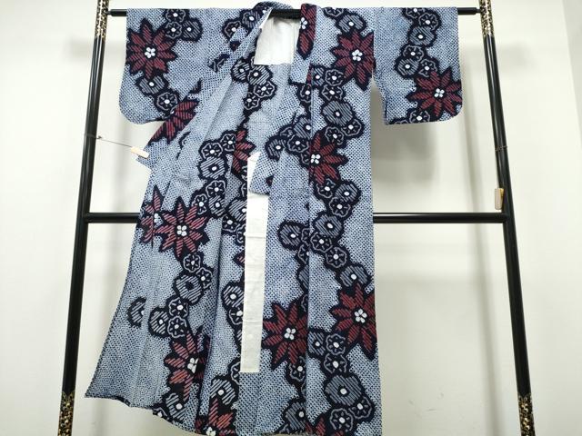 平和屋着物∴夏物 浴衣 有松鳴海絞り 舞花文 綿 逸品 CABB6695ng