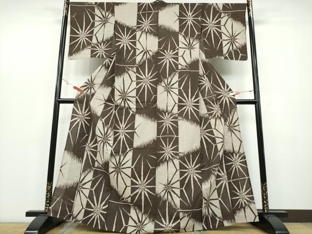 平和屋着物∴夏物 浴衣 麻の葉吉祥文 綿 逸品 CABB6712ng