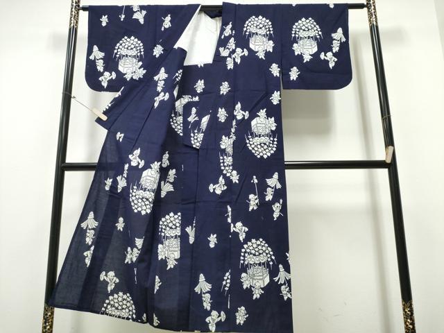 平和屋着物∴夏物 浴衣 唐子遊び 綿 逸品 CABB6748ng