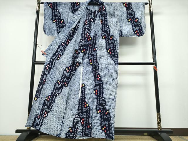 平和屋着物∴夏物 浴衣 有松鳴海絞り 流水丸文 綿 逸品 CABB6751ng