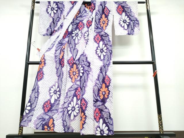 平和屋着物∴夏物 浴衣 有松鳴海絞り 花菱文 綿 逸品 CABB6762ng