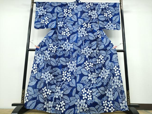 平和屋着物∴夏物 浴衣 有松鳴海絞り 紫陽花 綿 逸品 未使用 CABB6774ng