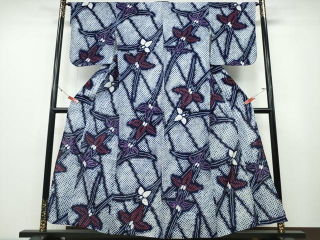 平和屋着物∴夏物 浴衣 有松鳴海絞り 杜若 綿 逸品 CABB6782ng