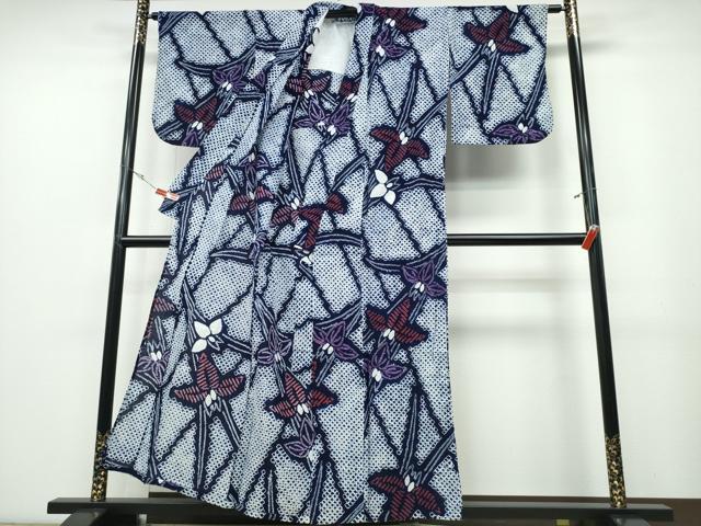平和屋着物∴夏物 浴衣 有松鳴海絞り 杜若 綿 逸品 CABB6782ng