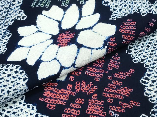 平和屋着物∴夏物 浴衣 有松鳴海絞り 舞花文 綿 逸品 CABB6783ng