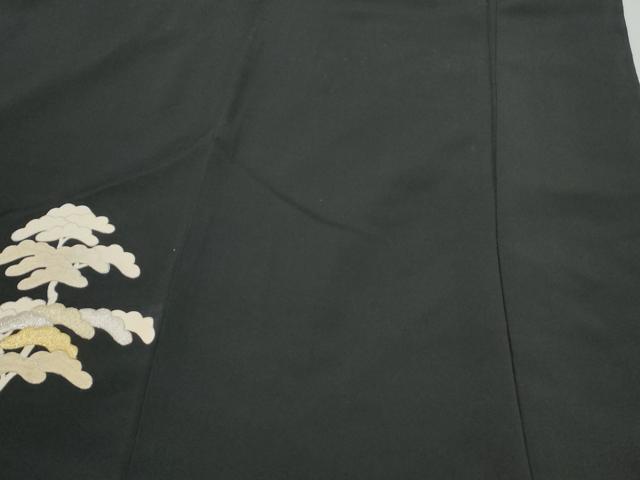 平和屋着物▼豪華黒留袖 総刺繍 枝松文 金銀糸 正絹 逸品 CABB6874th