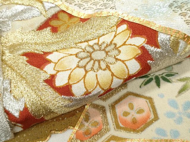 平和屋着物▼豪華黒留袖 駒刺繍 鴛鴦花文 正絹 逸品 CABB7050th