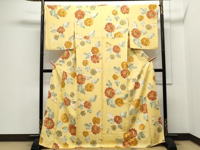 平和屋着物▼上質な小紋 手描き 草花文 正絹 逸品 CABB7060th