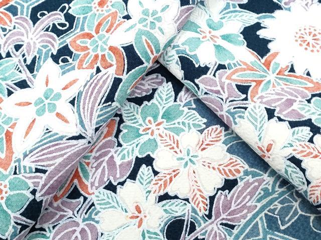 平和屋着物▽上質な小紋 単衣 吉祥草花文 正絹 逸品 CABB7084th