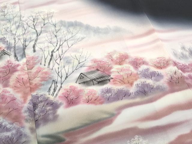 平和屋着物▼豪華黒留袖 作家物 手描き 風景文 暈し染め 正絹 逸品 CABB7093th