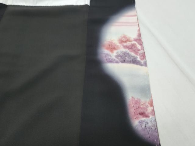 平和屋着物▼豪華黒留袖 作家物 手描き 風景文 暈し染め 正絹 逸品 CABB7093th