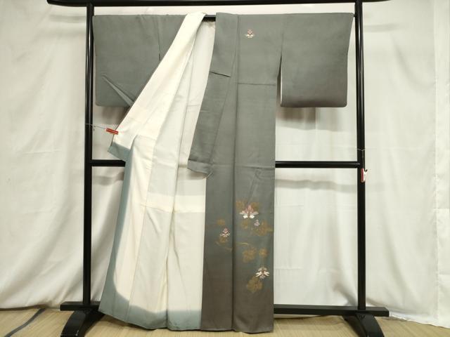 平和屋着物■訪問着 駒刺繍 動物草花文 暈し染め 金彩 正絹 逸品 CABB7324dy