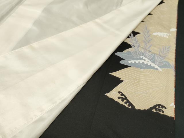 平和屋着物■豪華黒留袖 刺繍 鴛鴦立波文 暈し染め 金糸 正絹 逸品 CABB7376dy