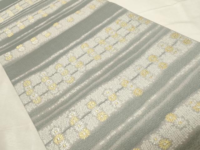 平和屋着物▼六通柄袋帯 横段花文 金銀糸 やまと誂製 正絹 逸品 CABB7522dy