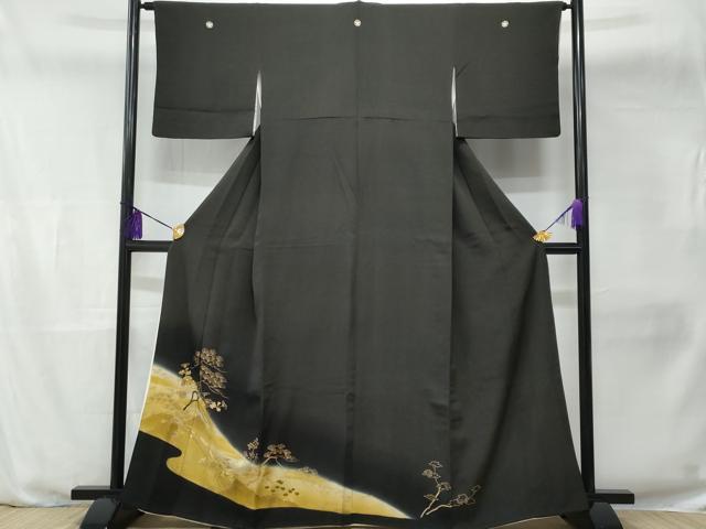 平和屋着物■豪華黒留袖 駒刺繍 風景枝花文 金彩 正絹 逸品 CABB7684fb