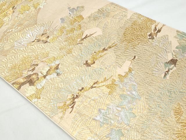 平和屋着物◎六通柄袋帯 枝松文 金銀糸 正絹 逸品 CABB7875fb