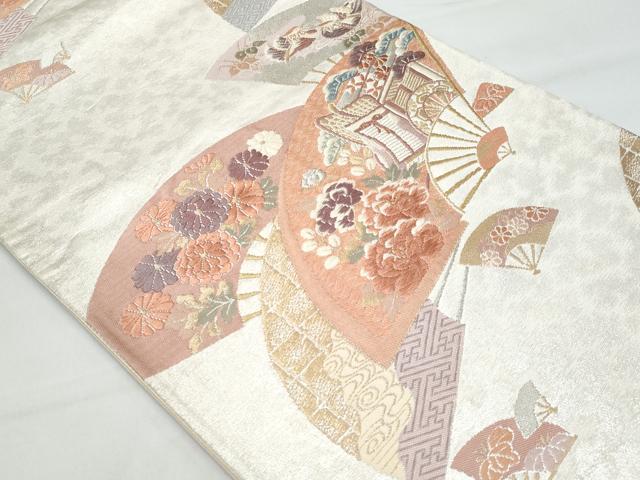 平和屋着物◎六通柄袋帯 唐織 扇面正絹 逸品 CABB7881fb