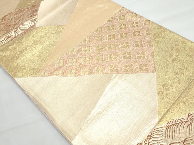 平和屋着物◎六通柄袋帯 切嵌立波七宝花文 金糸 正絹 逸品 CABB7893fb