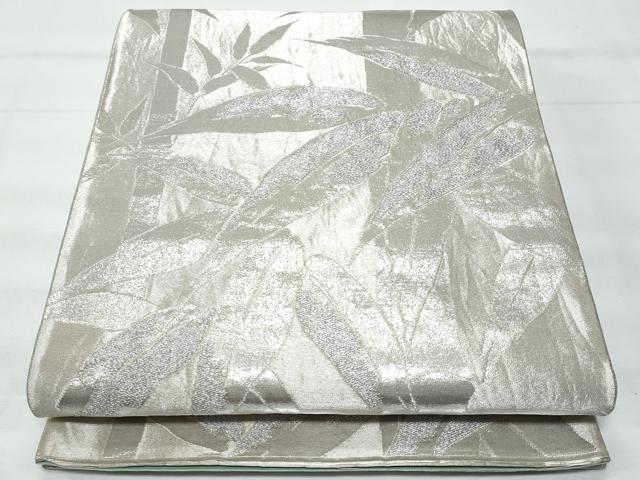 平和屋着物◎六通柄袋帯 笹竹文 銀糸 正絹 逸品 CABB7936fb