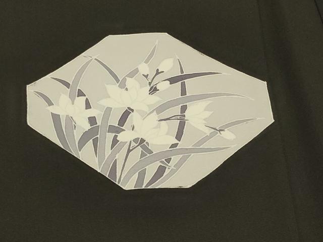 平和屋着物#羽織 青海波草花文 黒地 正絹 逸品 CABB8033in