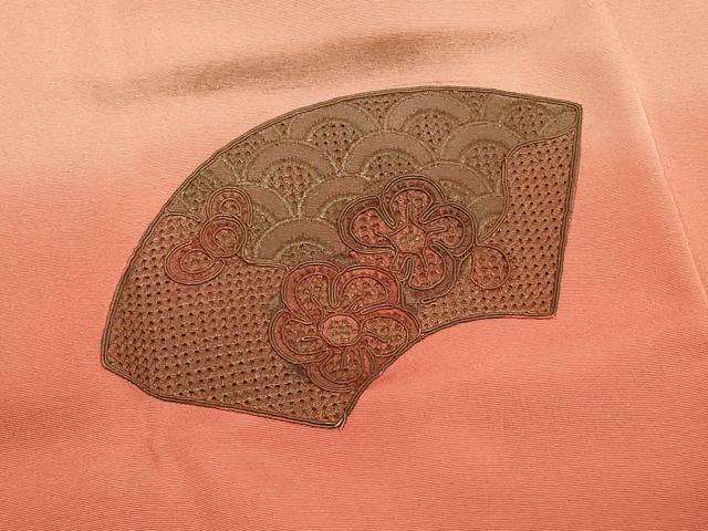 平和屋着物#中国三大刺繍 スワトウ刺繍 道行コート 地紙草花文 金彩 正絹 逸品 CABB8067in