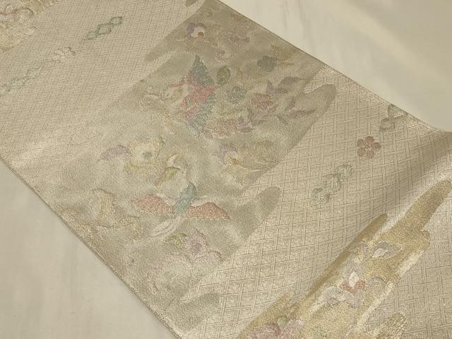 平和屋着物◎佐賀錦 六通柄袋帯 更紗花鳥文 金銀糸 正絹 逸品 CABB8307in